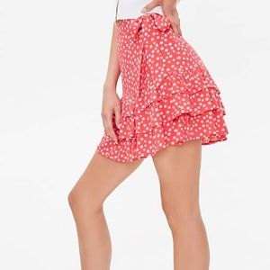 Floral Tiered Flounce-Hem Skirt